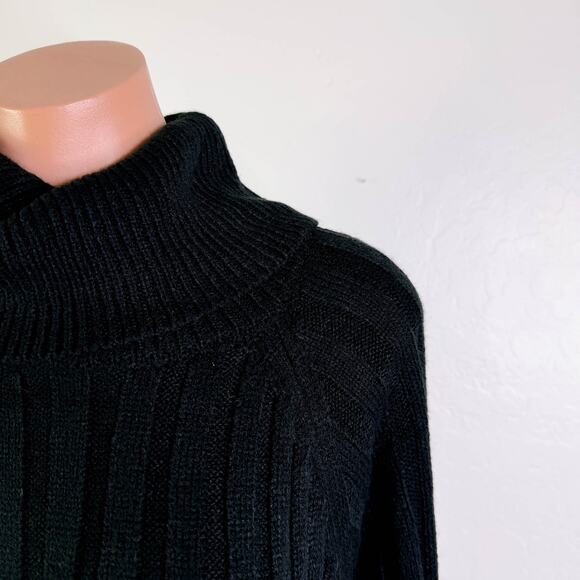 Sanctuary Ribbed Knit Turtleneck Tunic Chunky Sweater Black Cozy Fall sz XXL NWT - Picture 4 of 10